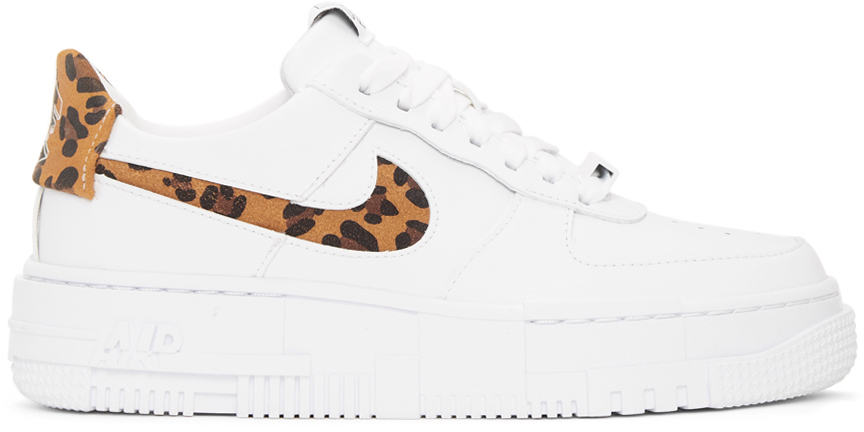 Nike: White Leopard Air Force 1 Pixel Sneakers | SSENSE UK