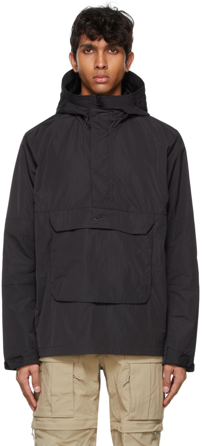Nike: Black Anorak Sportswear Hooded Jacket | SSENSE