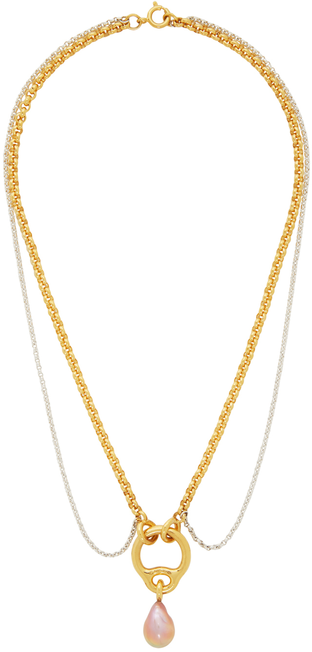 Gold & Silver Pearl Eclipse Collar Necklace