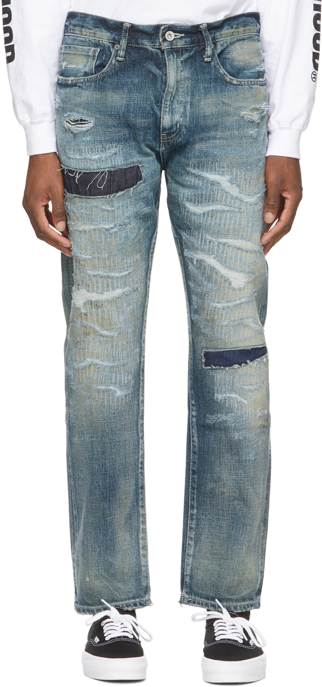 Neighborhood: Indigo Scratch Savage Basic/C-PT Jeans | SSENSE Canada