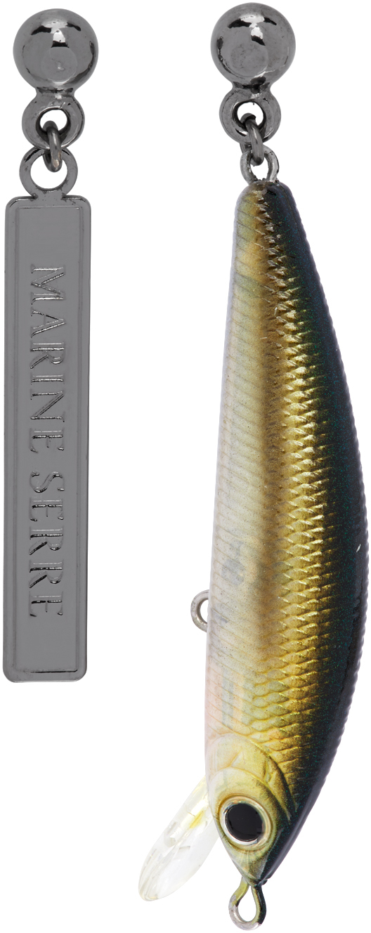 Gunmetal Asymmetrical Fishing Bait Earrings