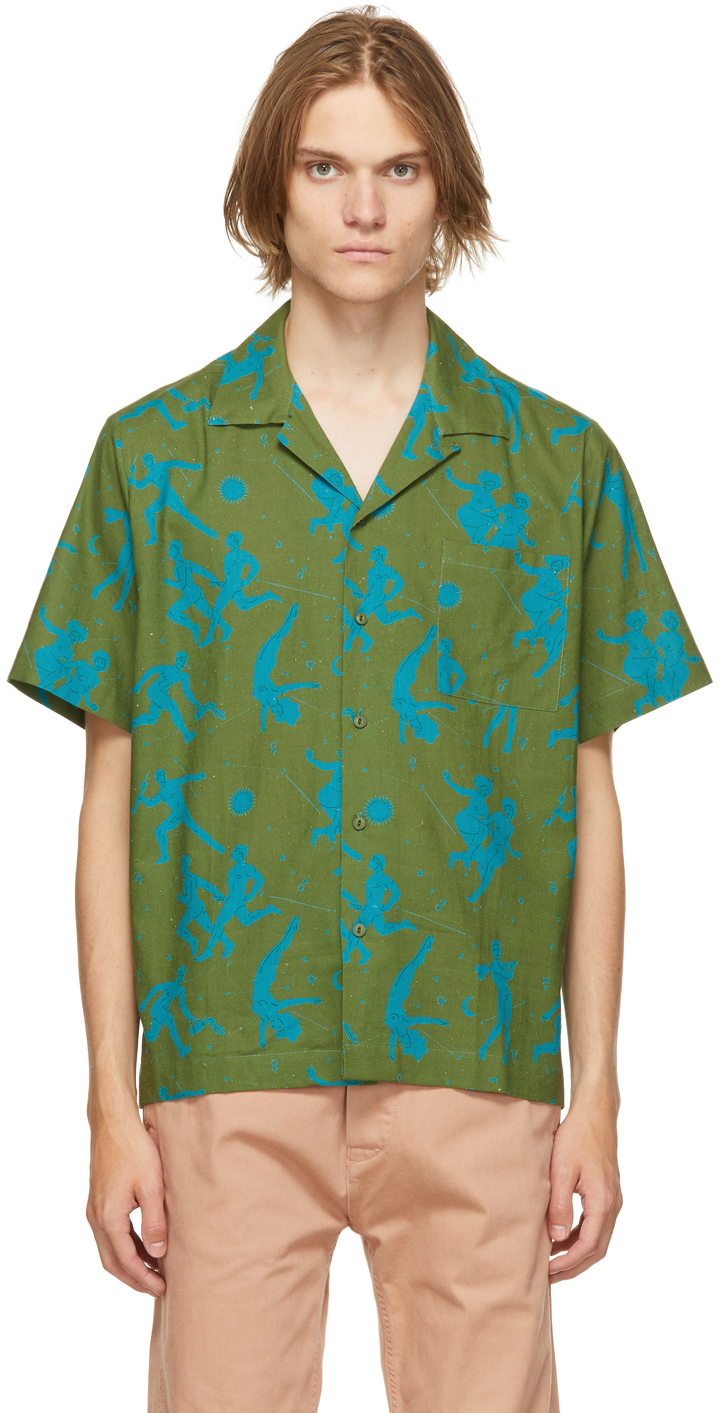 Carne Bollente Green 'The Sighing Game' Short Sleeve Shirt