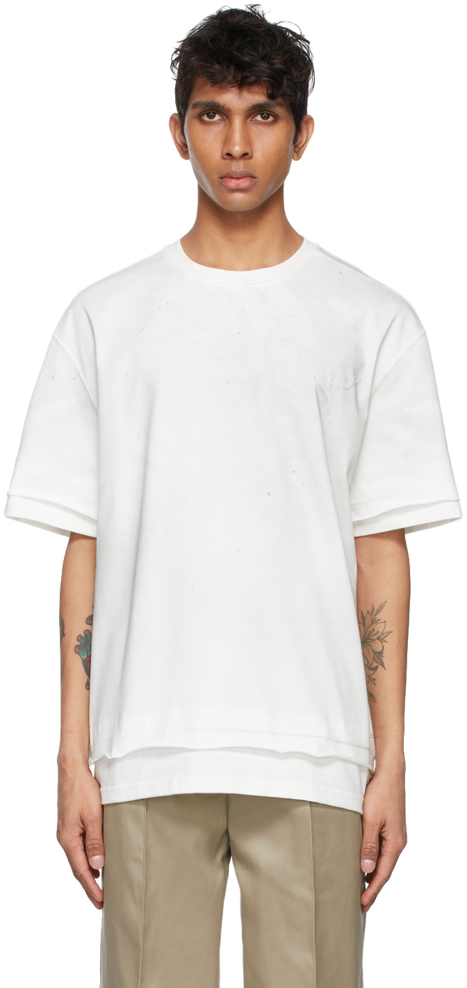 White Needle Logo Layered T-Shirt by ADER error on Sale