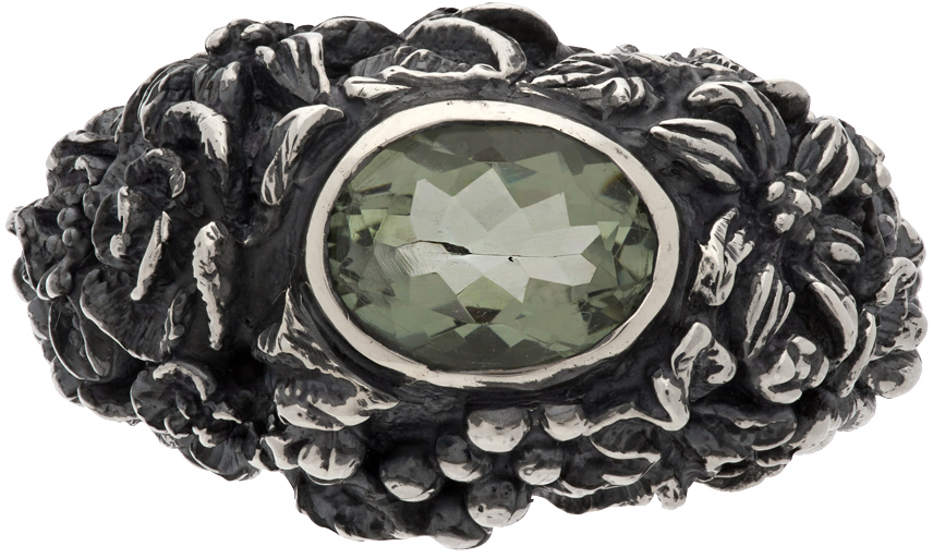 Ugo Cacciatori Silver Amethyst Gem & Foliage Ring
