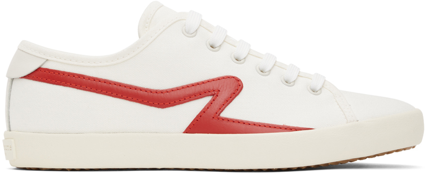 rag & bone White & Red Court Low Top Sneakers