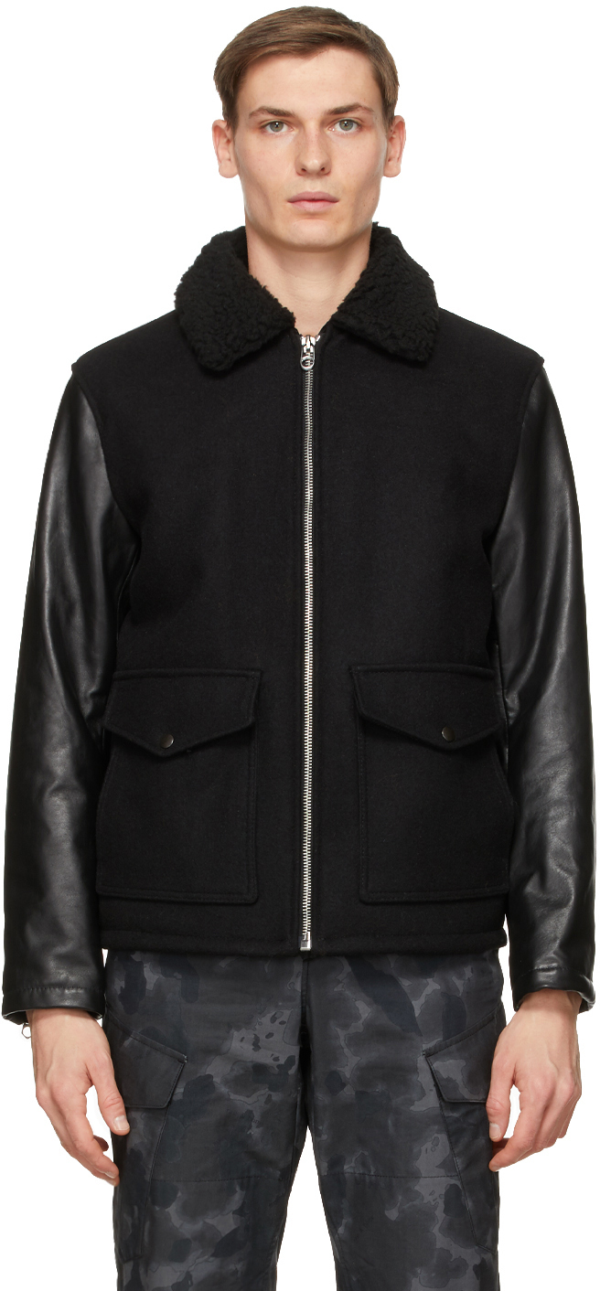 rag & bone: Black Schott NYC Edition Leather Deck Jacket | SSENSE