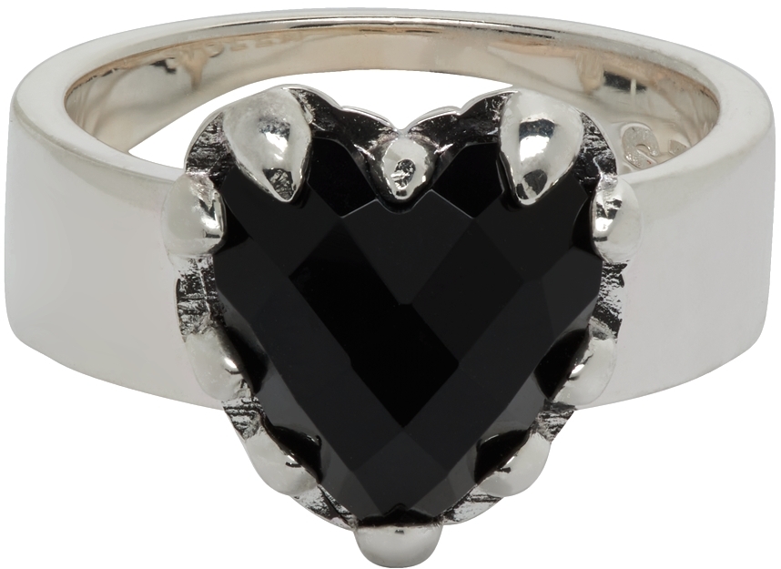 Stolen Girlfriends Club: Silver Onyx Love Claw Ring | SSENSE