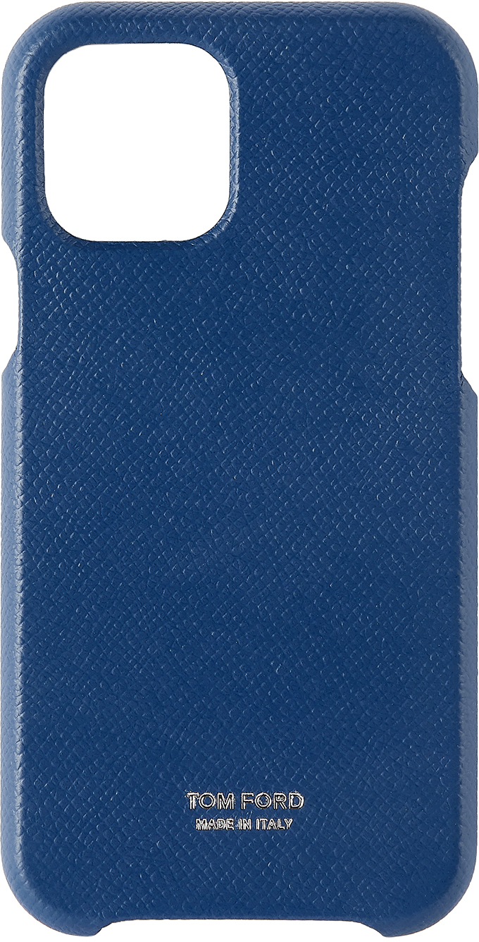 Navy Grained Leather iPhone 11 Pro Case by TOM FORD | SSENSE