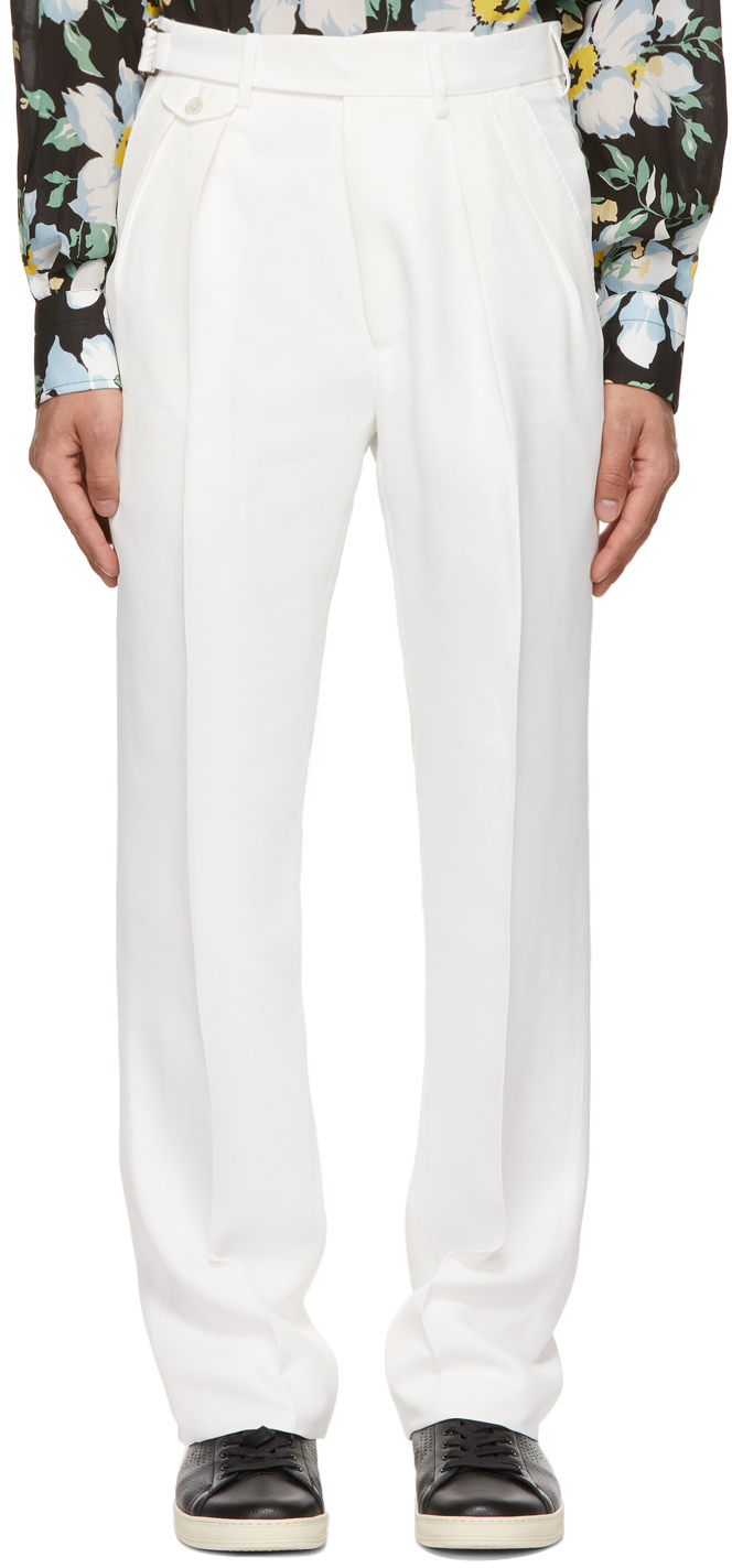 TOM FORD: White Viscose Twill Trousers | SSENSE