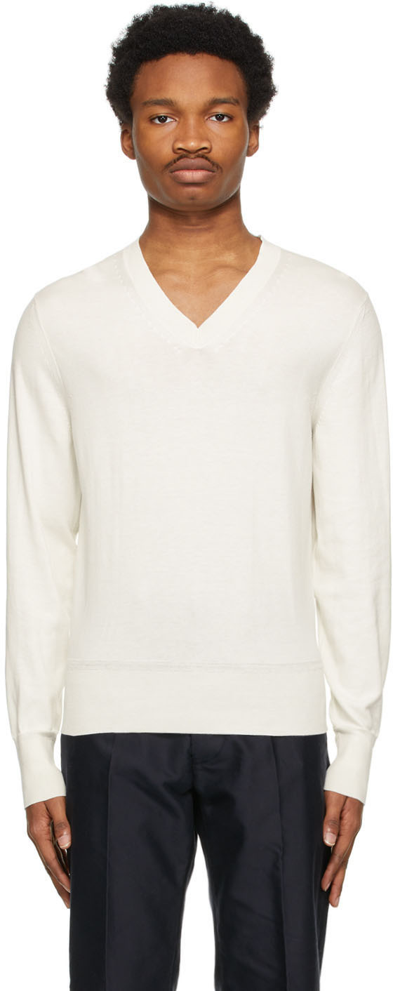 off white v neck sweater mens