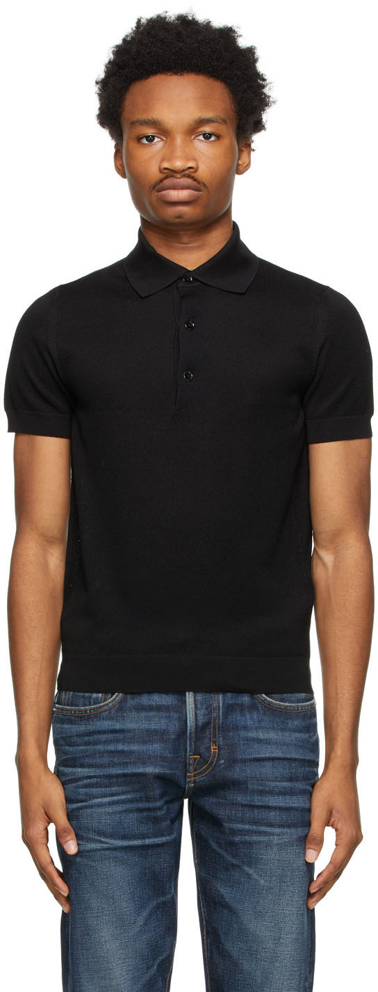 Black Piqué Polo by TOM FORD on Sale