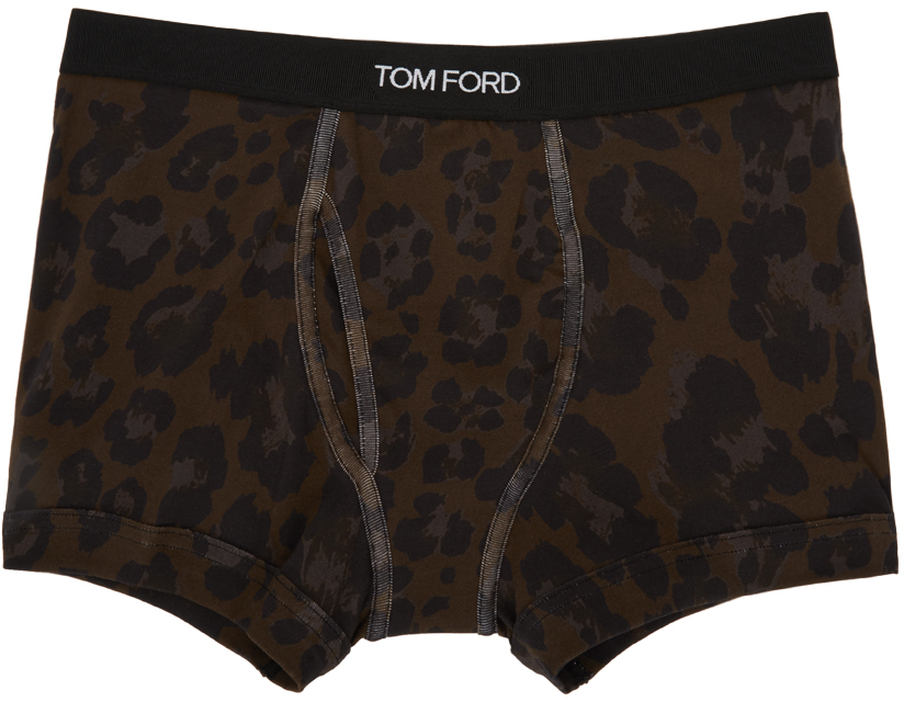 TOM FORD: Brown Cotton Leopard Boxer Briefs | SSENSE UK
