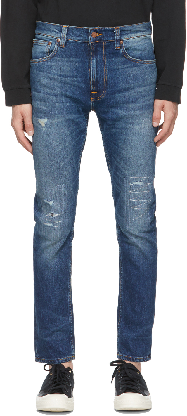 Nudie Jeans: Blue Lean Dean Jeans | SSENSE