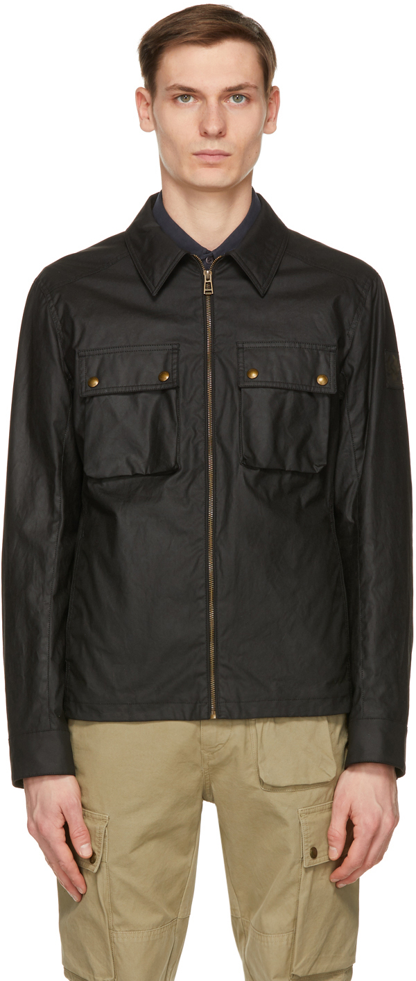 Belstaff: Black Waxed Dunstall Jacket | SSENSE Canada