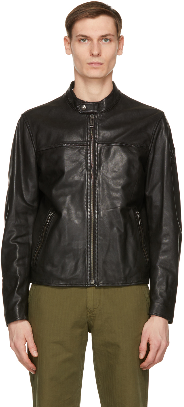 Belstaff: Black Leather Pelham Jacket | SSENSE Canada