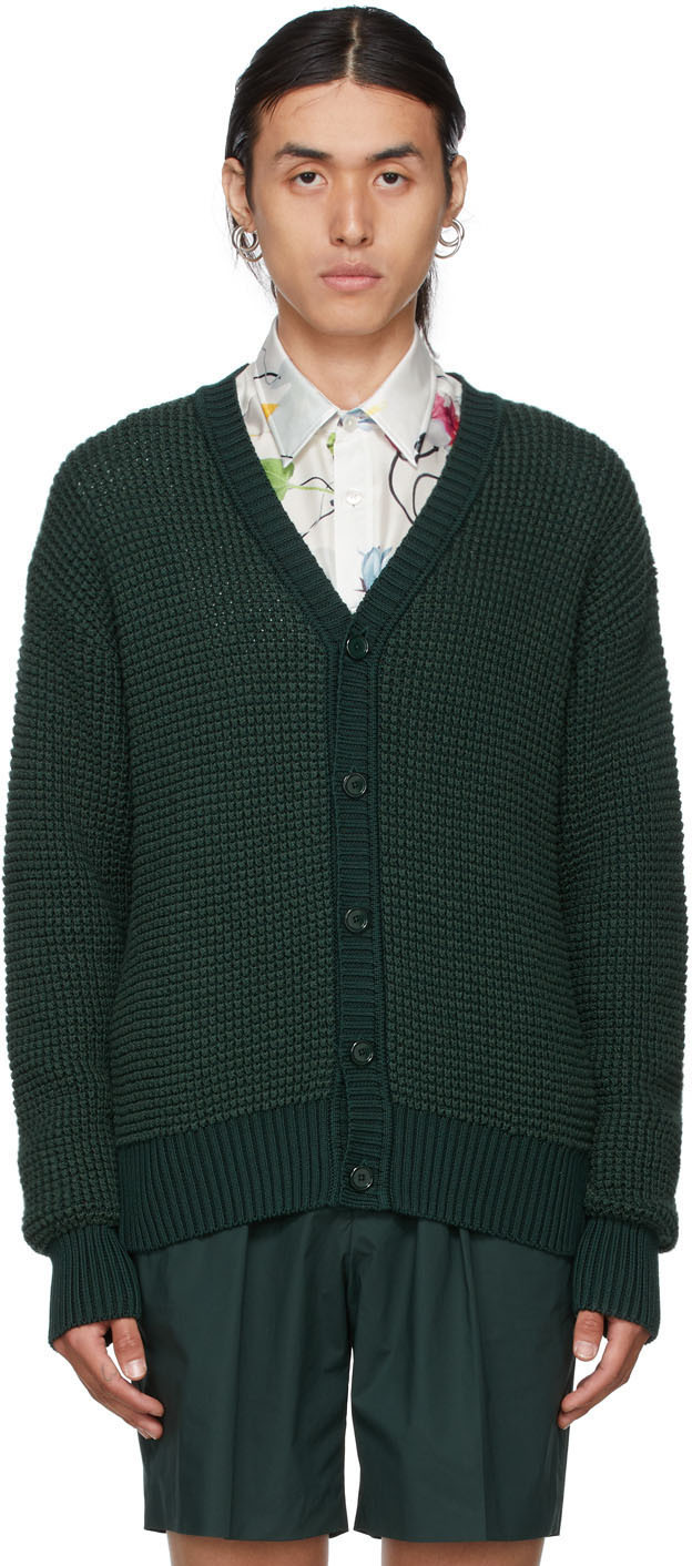Hugo: Green Silk Cardigan | SSENSE