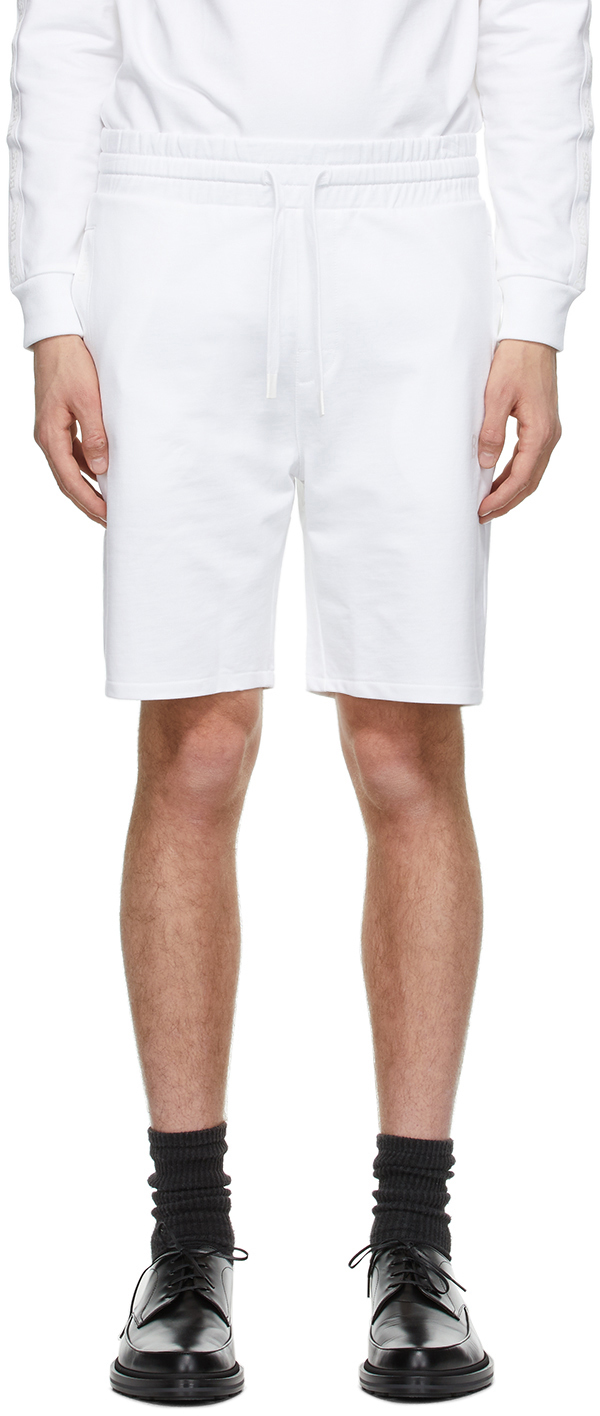 white cotton lounge shorts