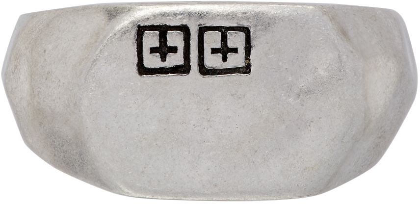 Ksubi Silver Dripps Box Cross Signet Ring