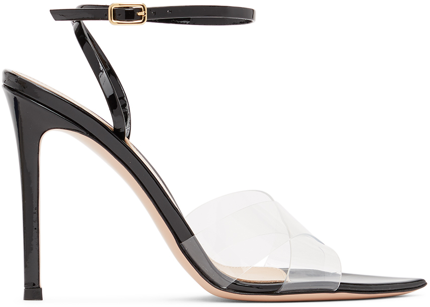 Gianvito Rossi: Black Patent Stark 105 Heeled Sandals | SSENSE