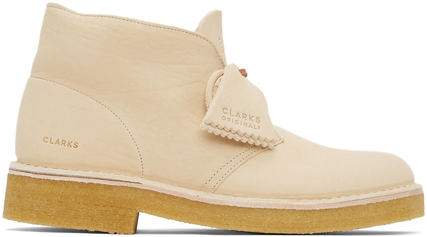 Clarks Originals Off-White Leather 221 Desert Boots