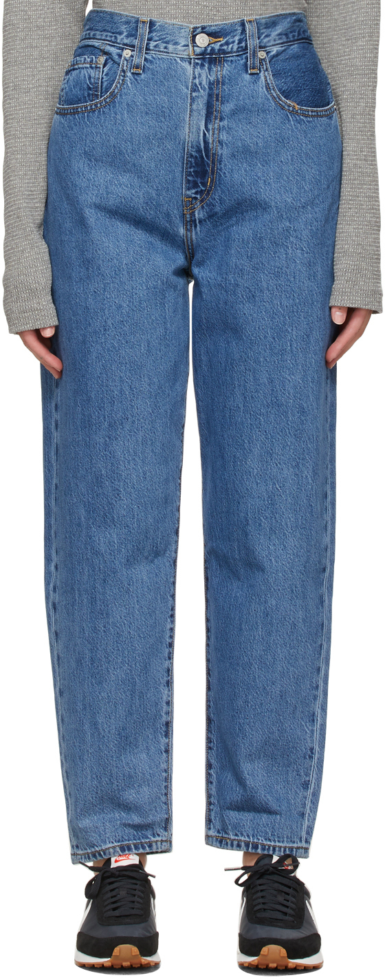 Levi's: Blue High Loose Taper Jeans | SSENSE