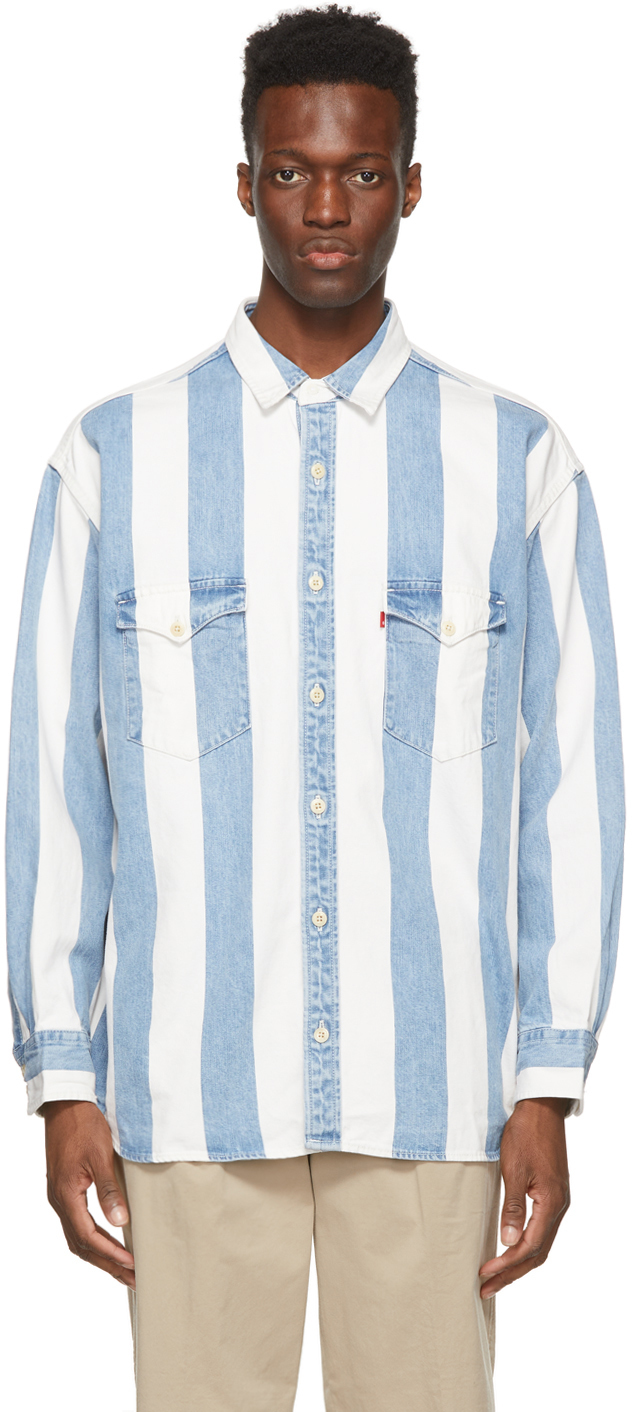 levis blue and white striped sweatshirt