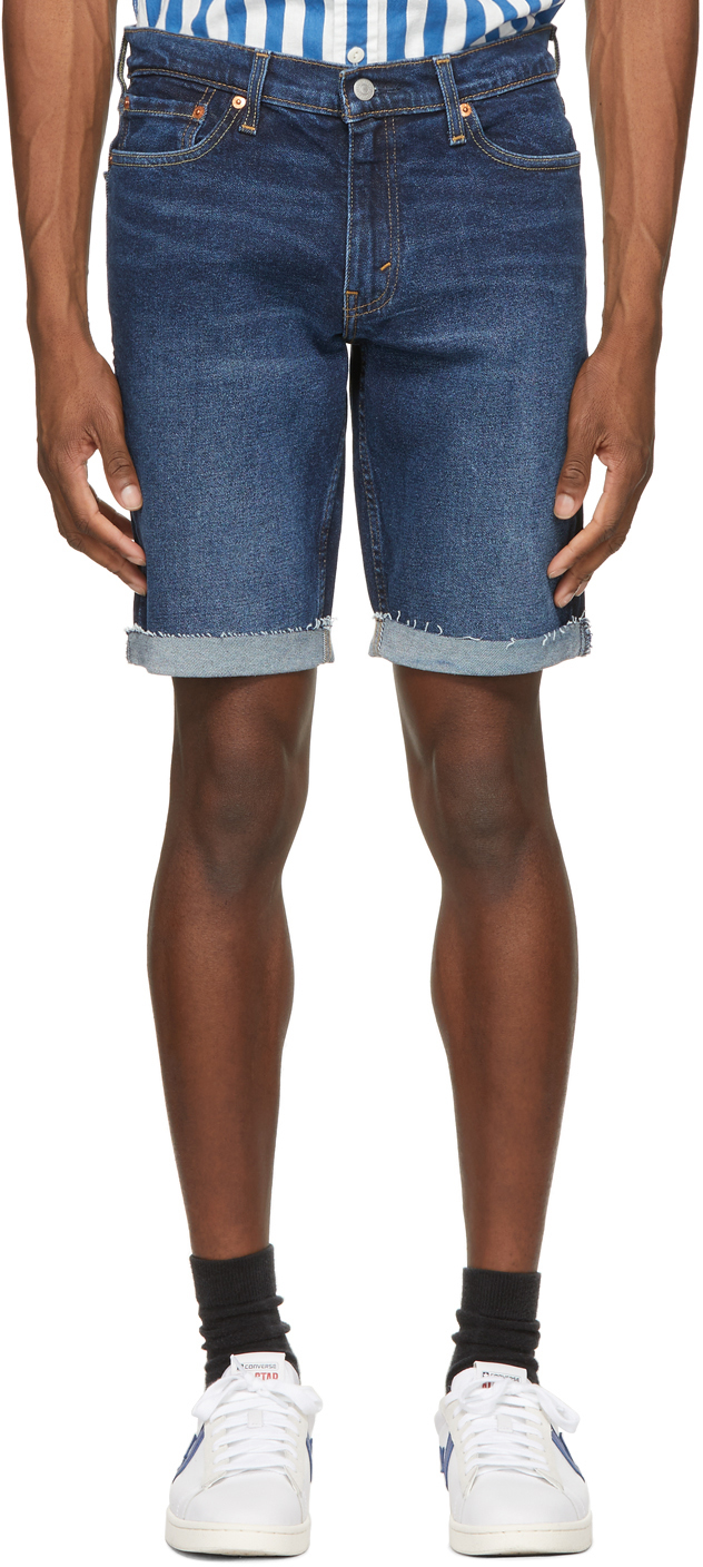 Levi's: Indigo 511 Slim Cut-Off Shorts | SSENSE