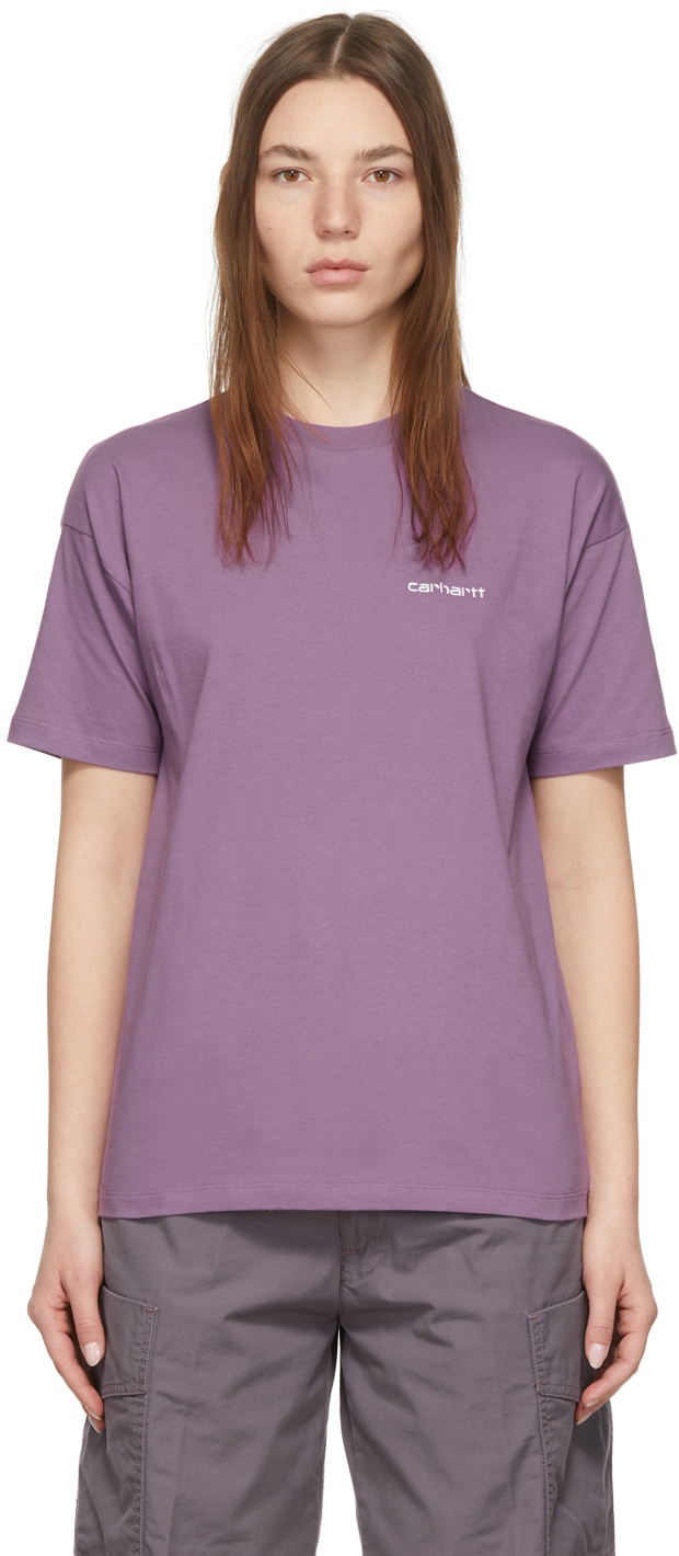 Carhartt Work In Progress Purple Script Embroidery T-Shirt