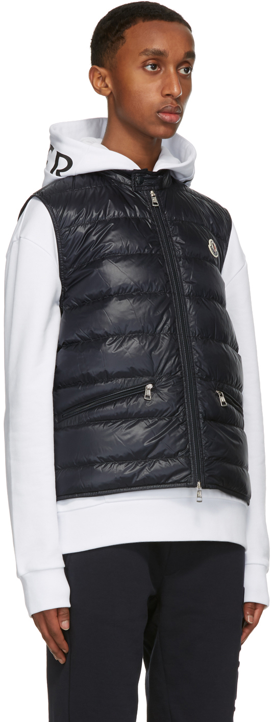 Shop Moncler Navy Down Gui Vest In 776 Navy