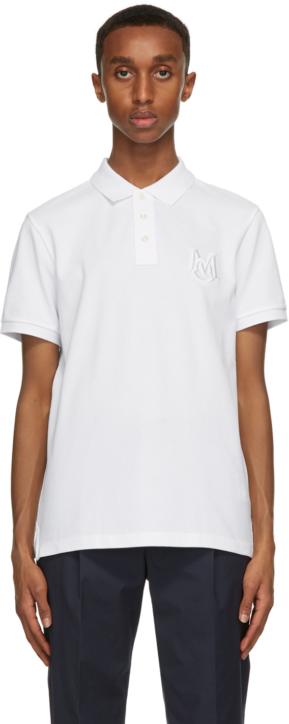 Moncler White Logo Polo