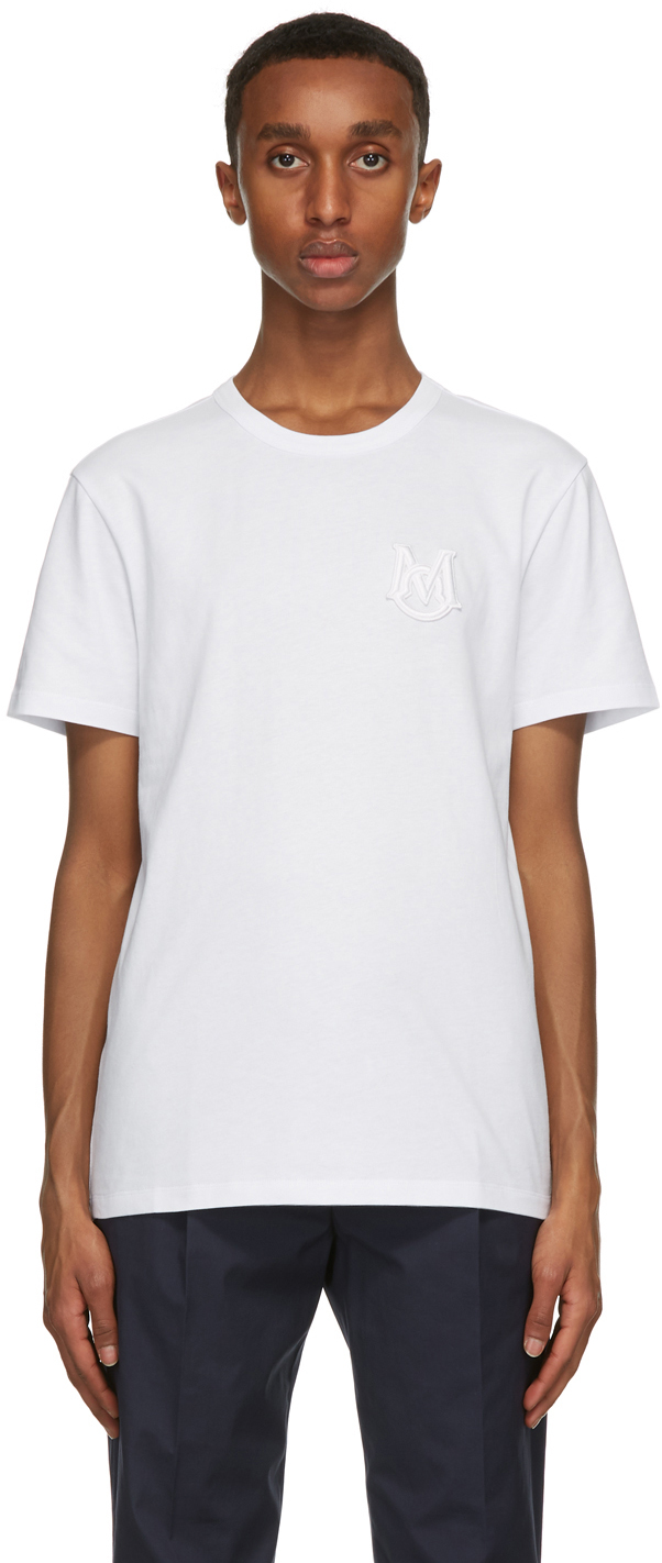 Moncler: White Logo T-Shirt | SSENSE