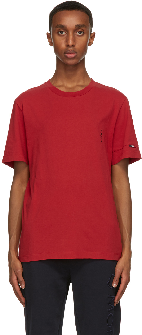 Moncler Red Logo Sleeve T-Shirt