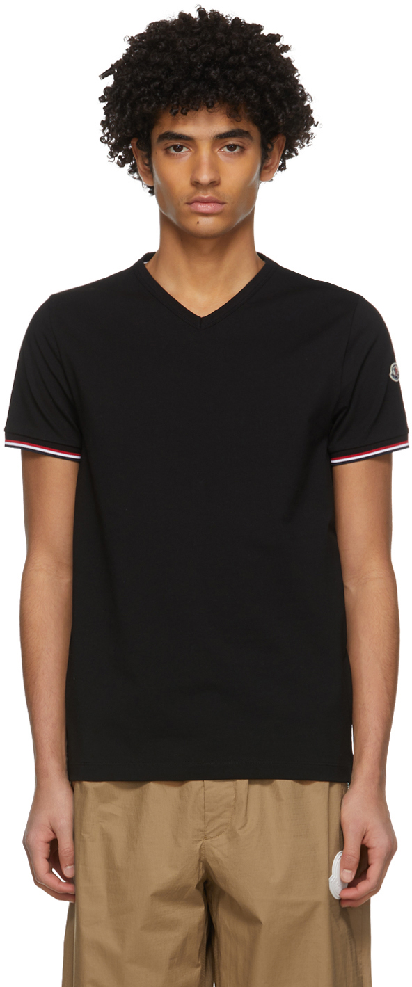 Moncler Black V-Neck T-Shirt