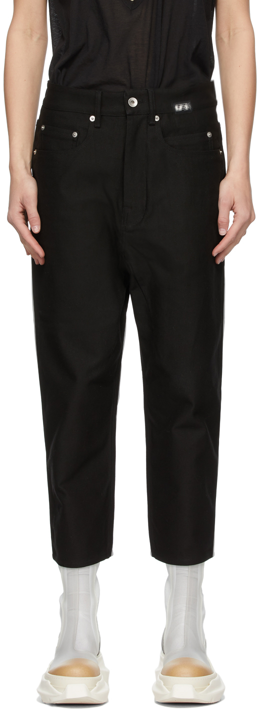 Rick Owens Drkshdw Black Canvas Collapse Cut Jeans In 09 Black