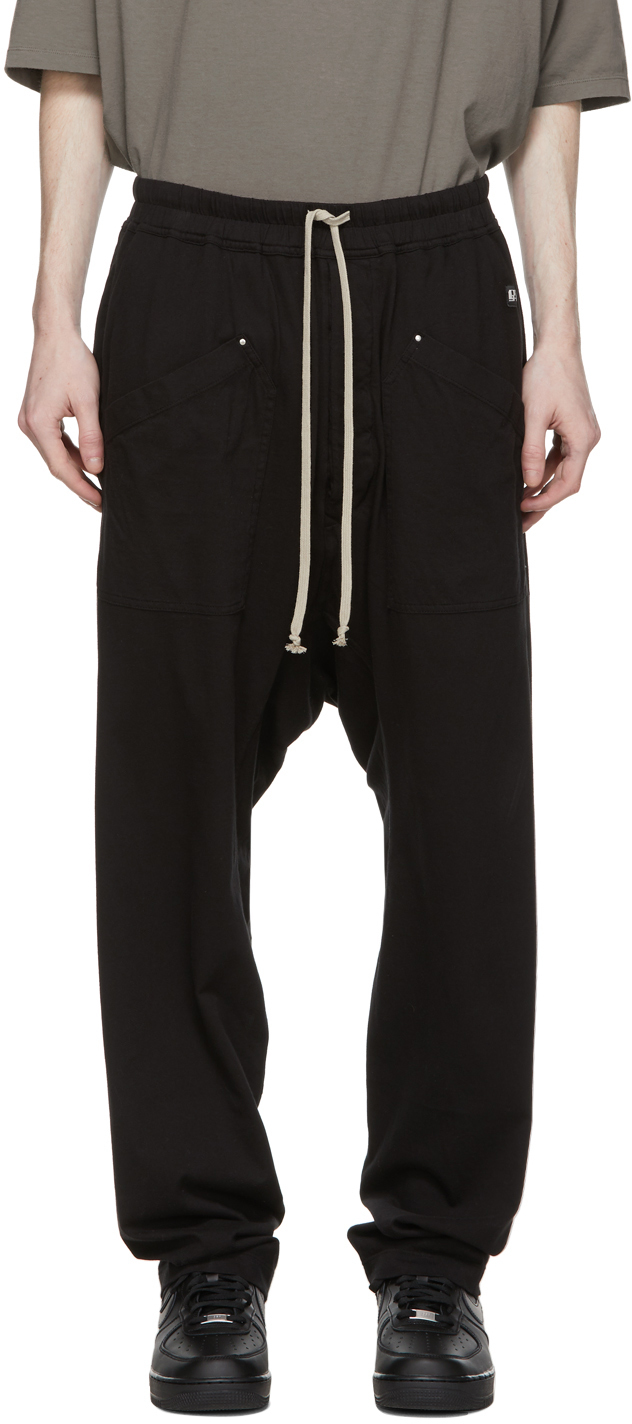 Black Long Drawstring Cargo Pants by Rick Owens DRKSHDW on Sale