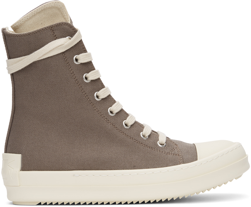 Rick Owens Drkshdw: Grey Licence Plate High Sneakers | SSENSE