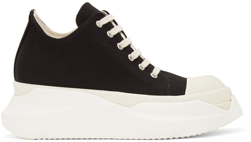 Black Canvas Abstract Low Sneakers by Rick Owens Drkshdw on Sale