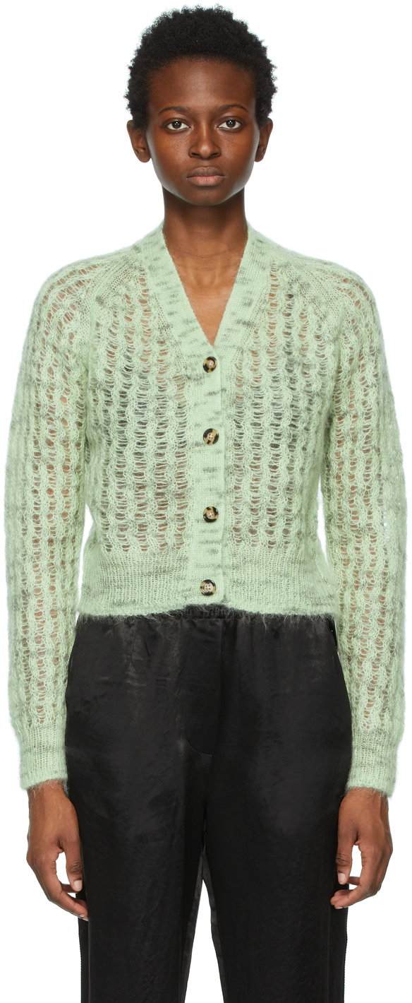 Acne Studios Green Mohair Cropped Cardigan