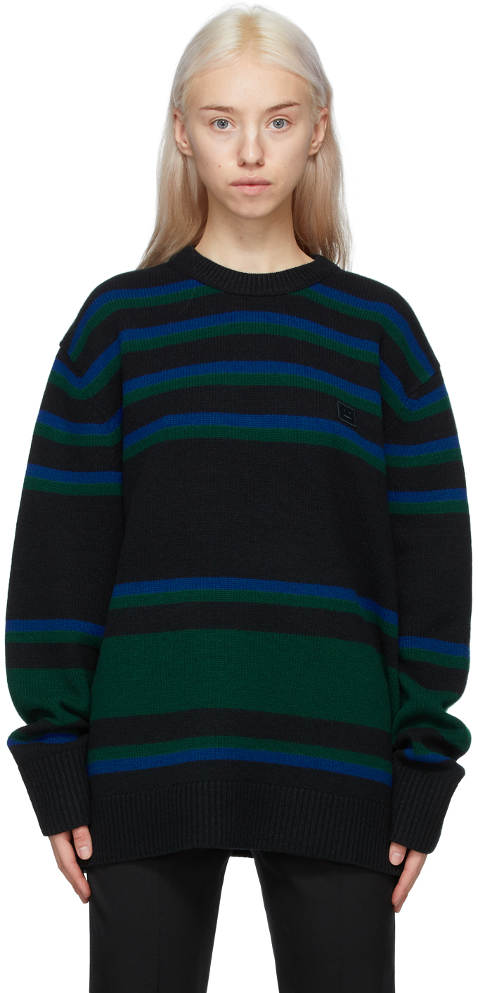 black and blue striped sweater