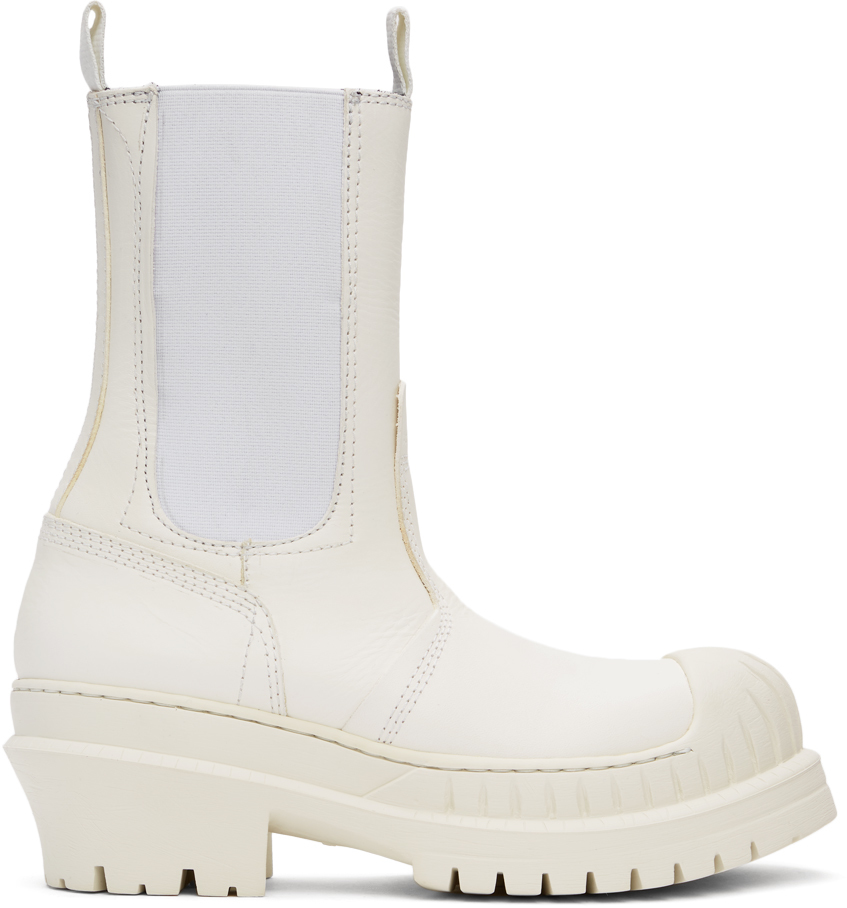 Acne Studios White Leather Chelsea Boots
