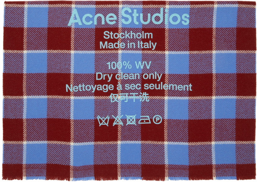 Acne Studios Red & Blue Wool Oversized Scarf