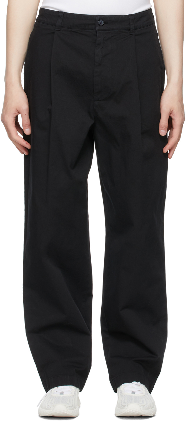 Acne Studios: Black Wide-Leg Trousers | SSENSE Canada