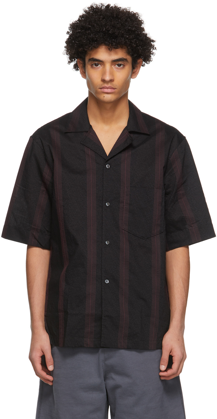 Acne Studios Black Red Striped Short Sleeve Shirt 211129M192093