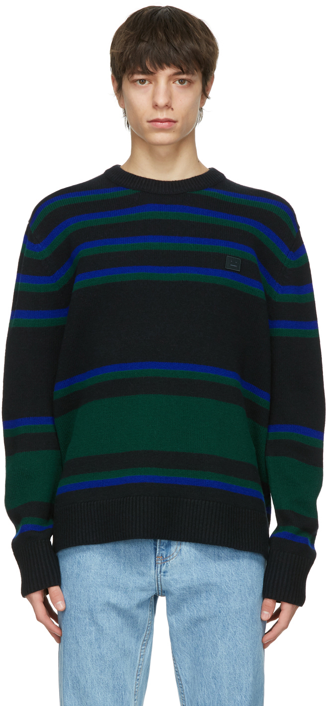 black and blue striped sweater