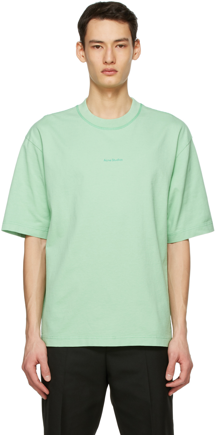 Acne Studios: Green Printed T-Shirt | SSENSE Canada