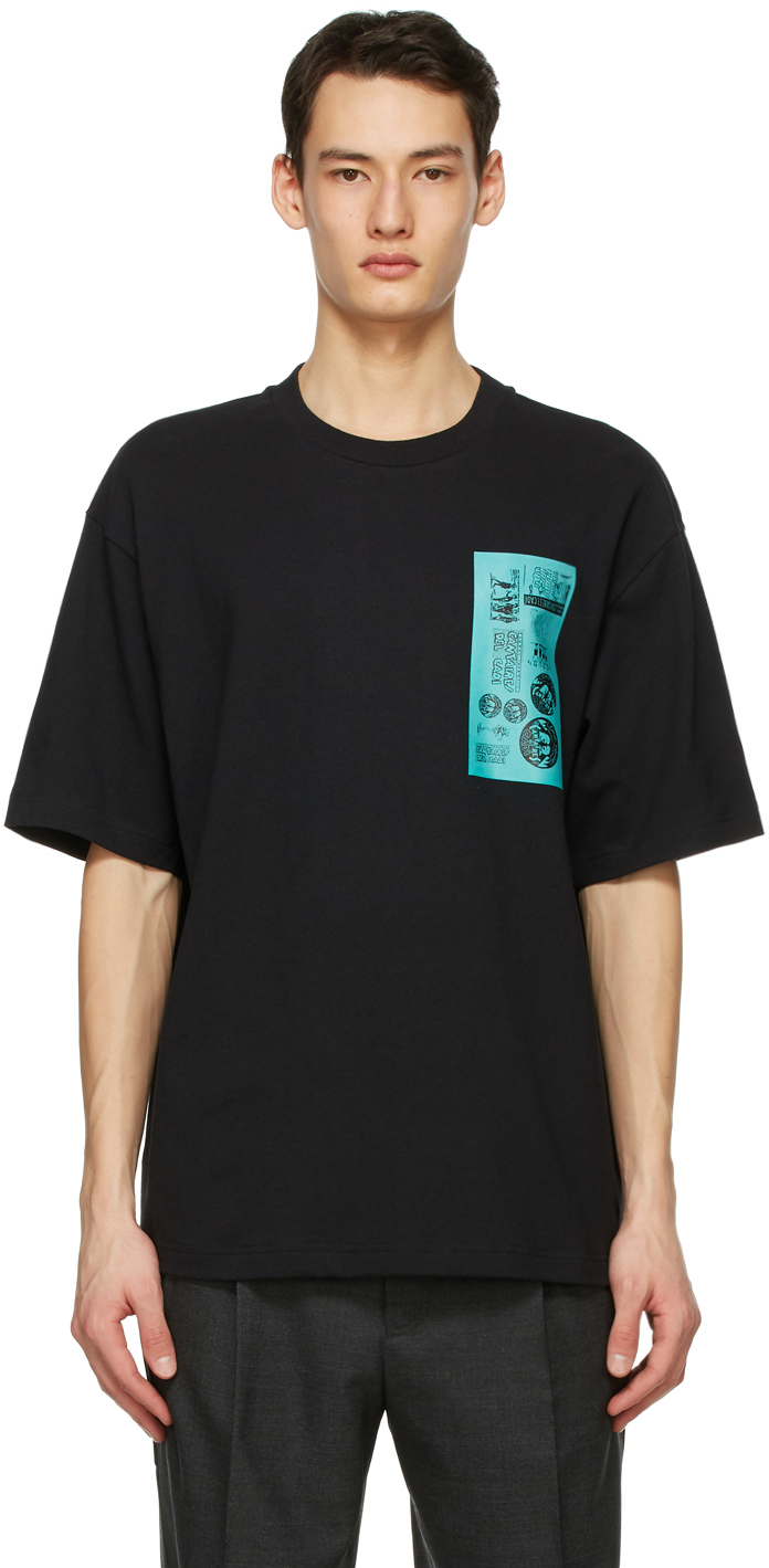 Acne Studios: Black Dizonord Edition Printed T-Shirt | SSENSE