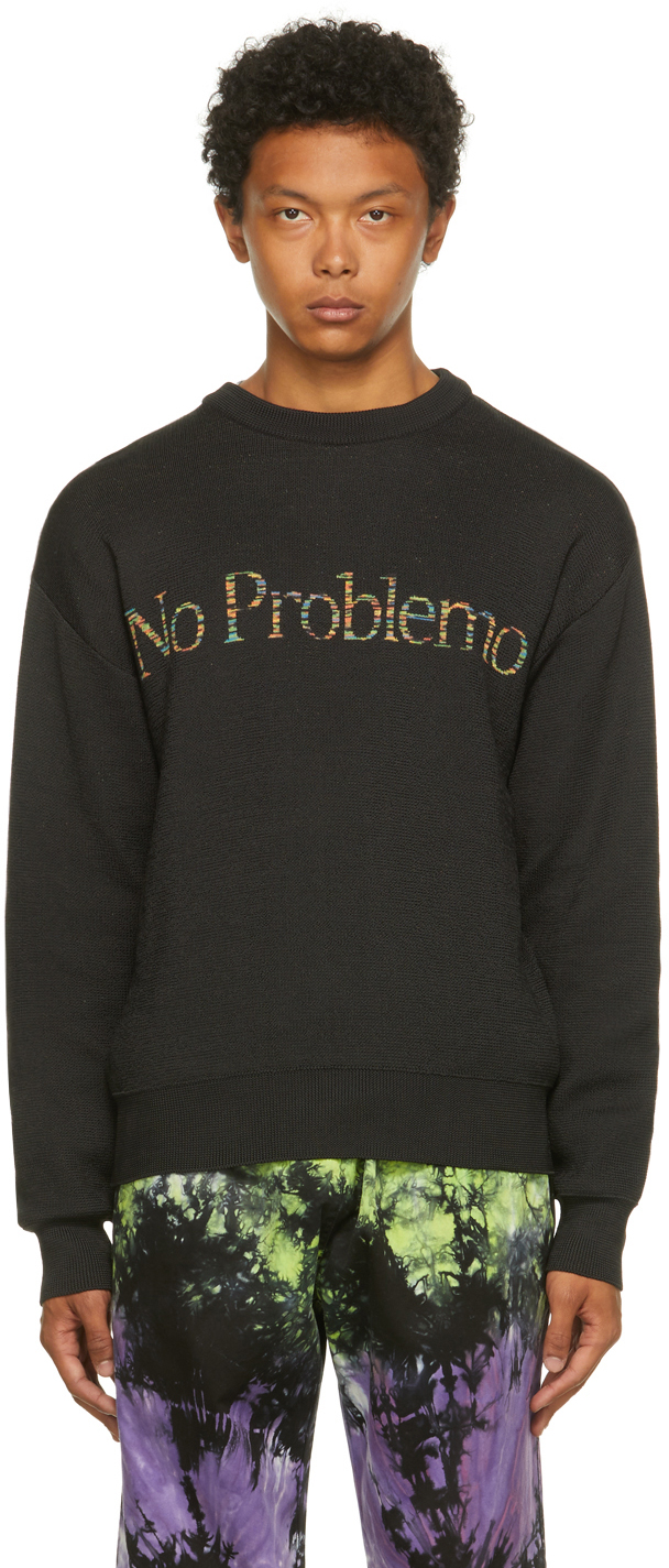Aries Black Space Dye 'No Problemo' Sweater