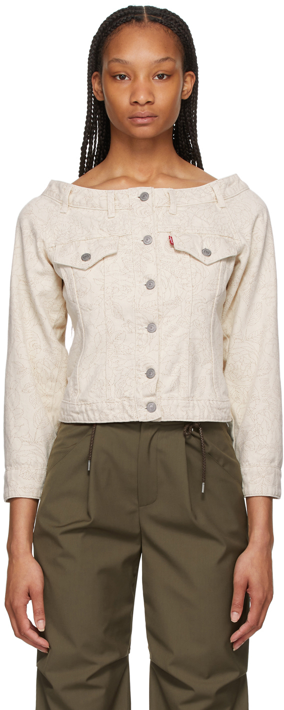 teenager Dominerende øverst Off-White Levi's Edition Denim Printed Off-The-Shoulder Jacket by GANNI on  Sale