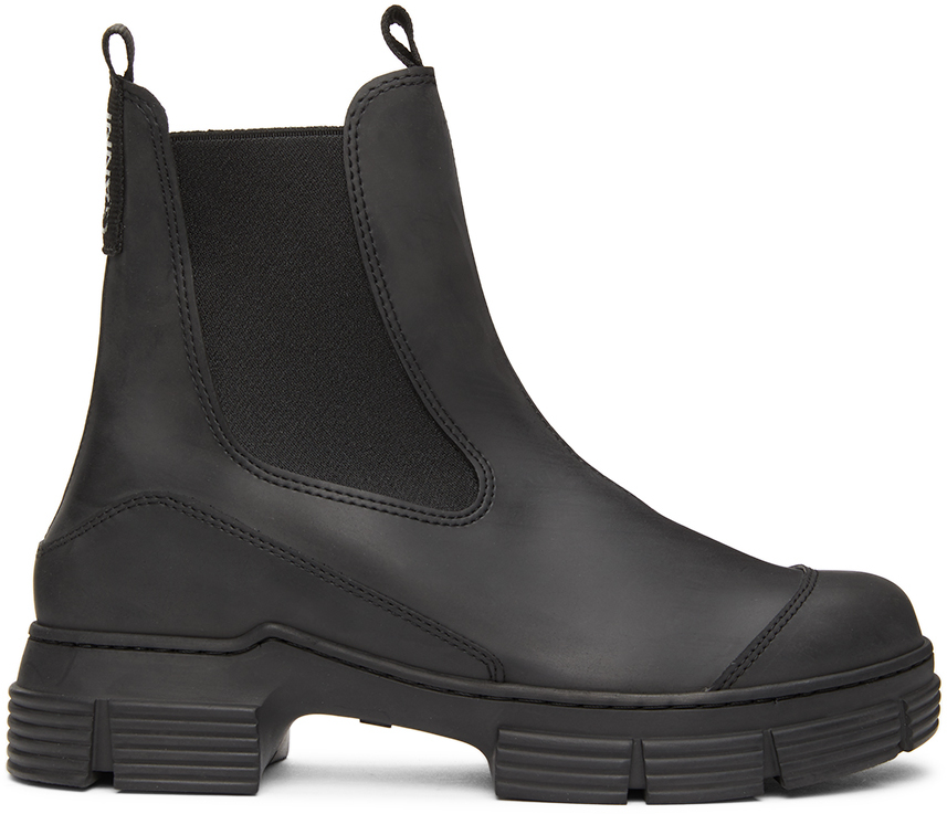 GANNI: Black Recycled Rubber City Boots | SSENSE