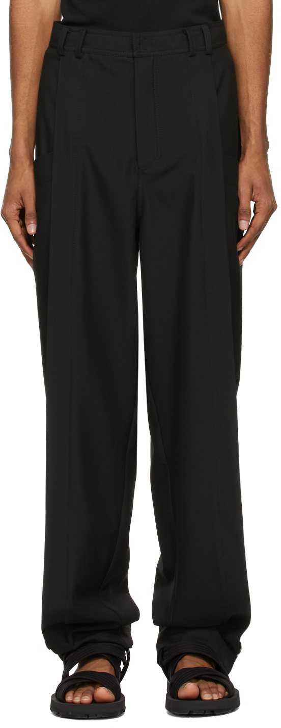 Black Lower Buckle Trousers by Situationist on Sale